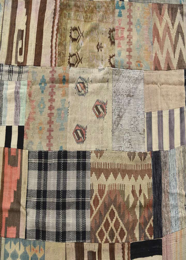 6' 2 x 9' 8 Hand Woven Kilim Patchwork Wool Rug