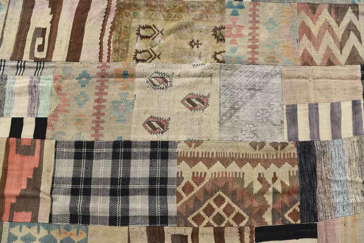 6' 2 x 9' 8 Hand Woven Kilim Patchwork Wool Rug