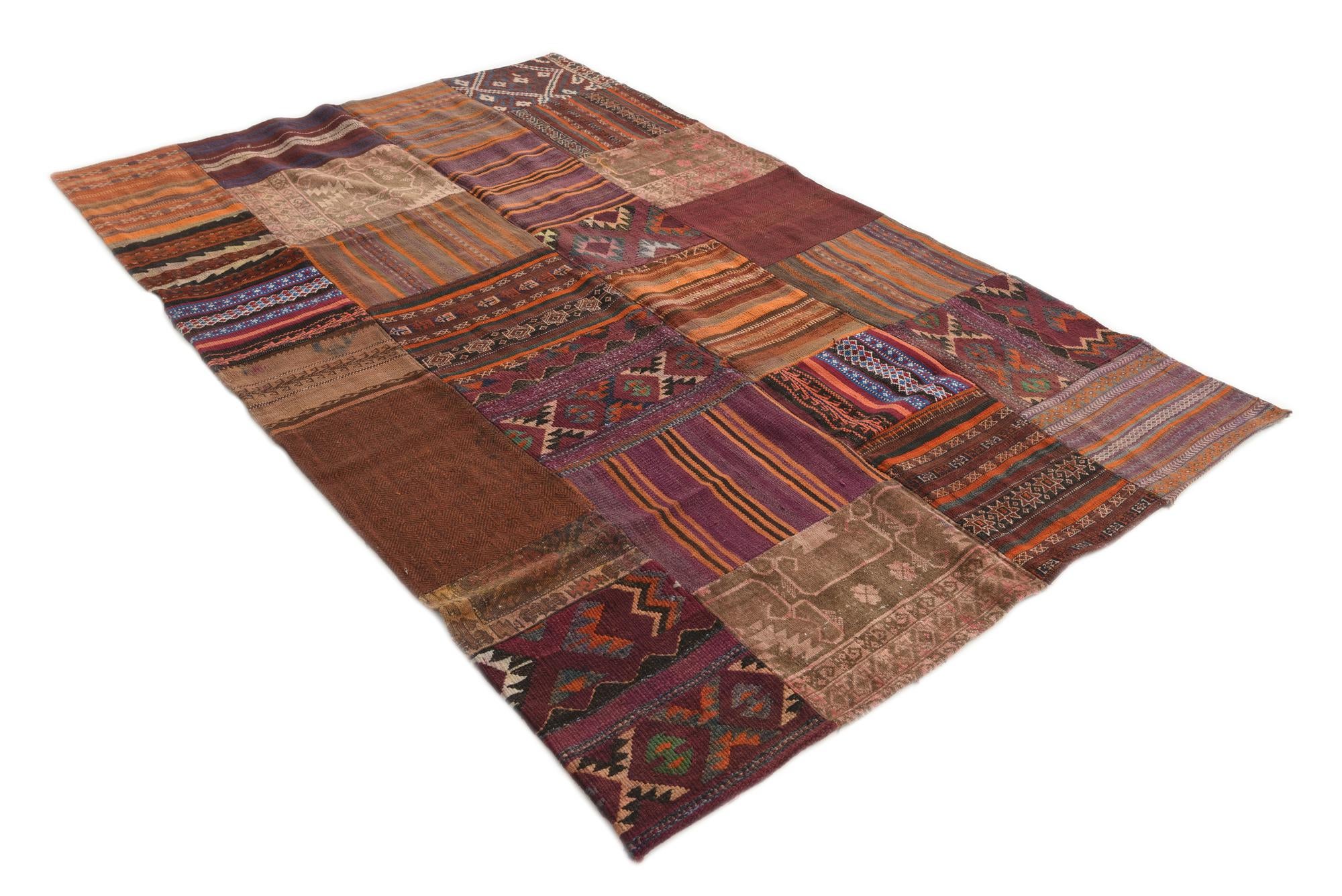 5' 4 x 8' 1 Hand Woven Kilim Patchwork Wool Rug
