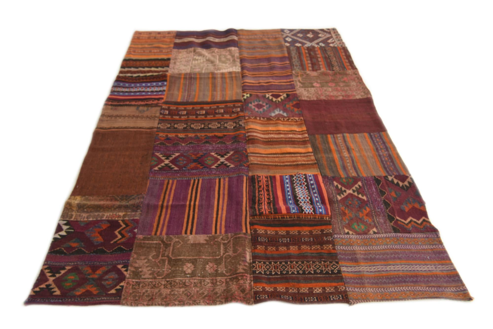 5' 4 x 8' 1 Hand Woven Kilim Patchwork Wool Rug