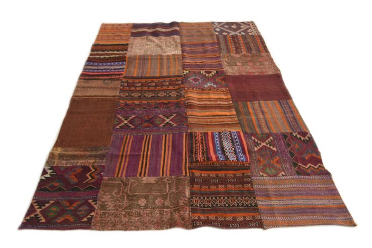 Detailansicht von 165cm x 245cm Handgewebt Kilim Patchwork Wolle Teppich