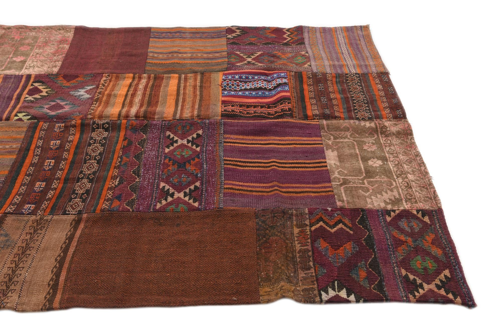 5' 4 x 8' 1 Hand Woven Kilim Patchwork Wool Rug