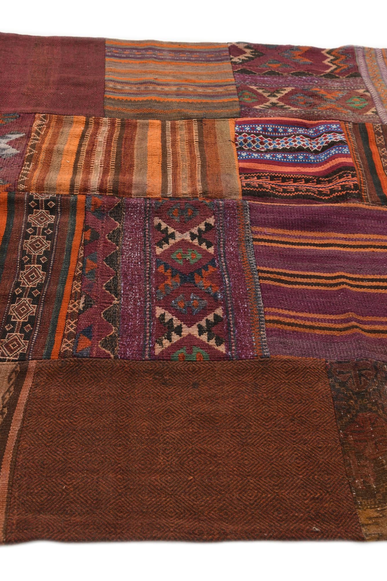 5' 4 x 8' 1 Hand Woven Kilim Patchwork Wool Rug