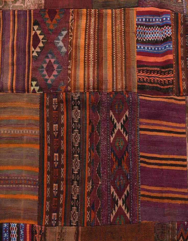 Detail image of 5' 4 x 8' 1  Hand Woven Kilim Patchwork Wool Rug
