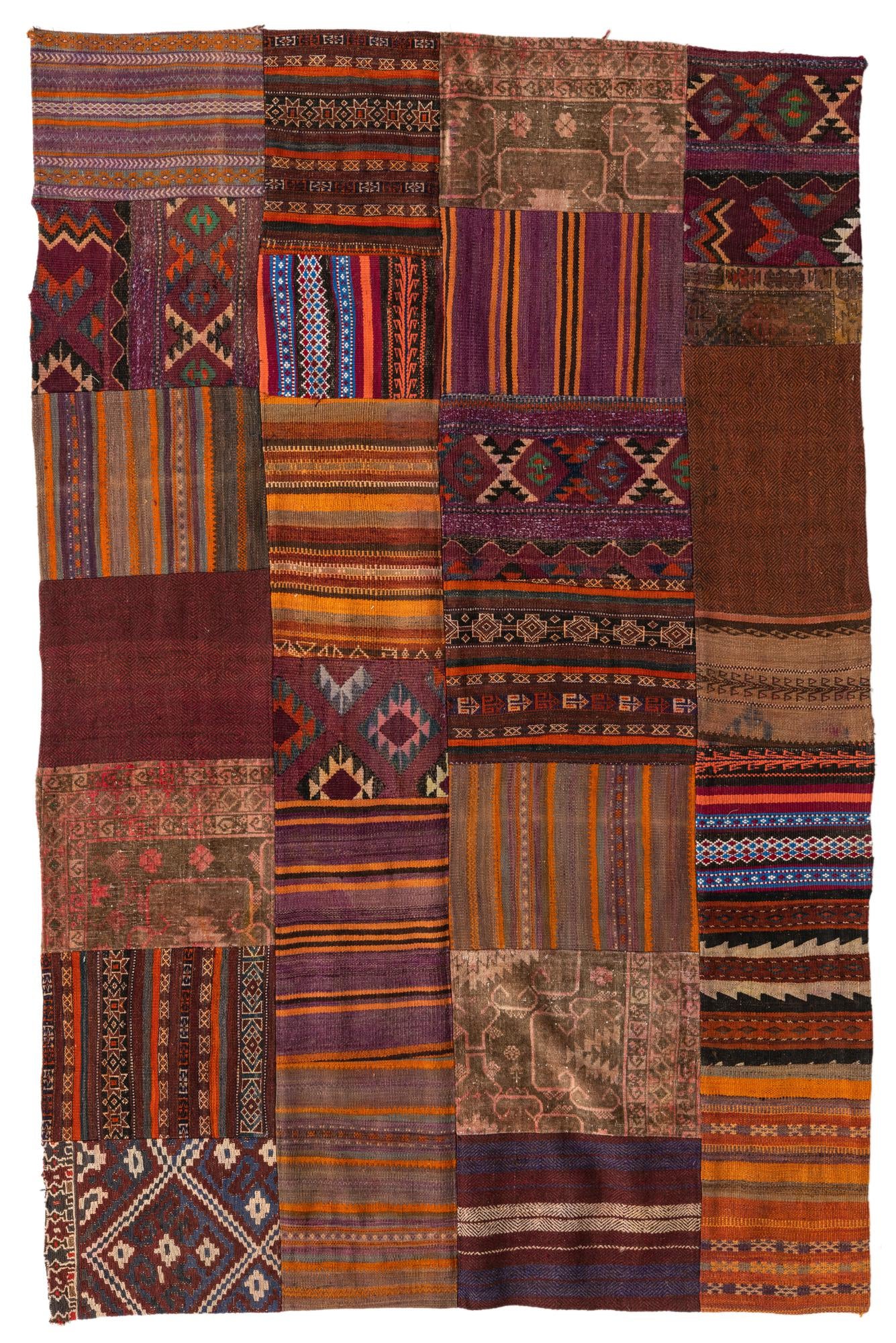 5' 4 x 8' 1 Hand Woven Kilim Patchwork Wool Rug