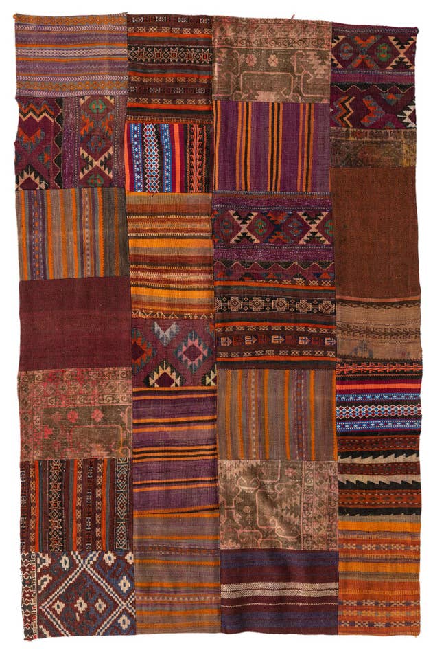 Detailansicht von 165cm x 245cm Handgewebt Kilim Patchwork Wolle Teppich