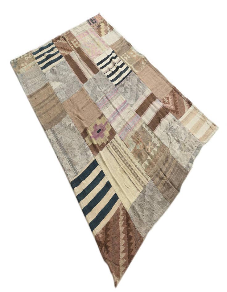 Detail image of 5' 2 x 7' 9  Hand Woven Kilim Patchwork Wool Rug