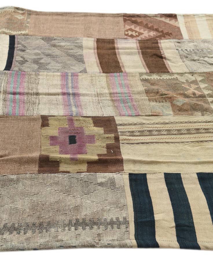 Detail image of 5' 2 x 7' 9  Hand Woven Kilim Patchwork Wool Rug