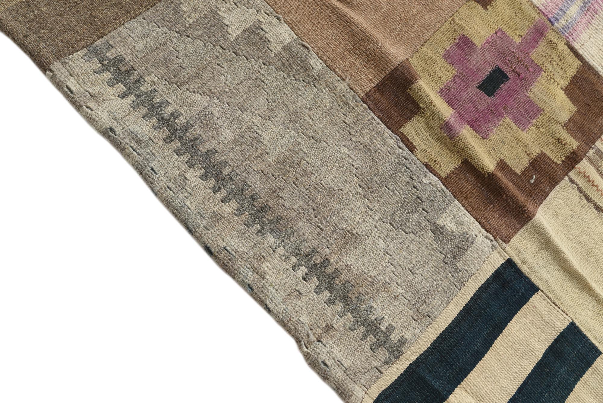 5' 2 x 7' 9 Hand Woven Kilim Patchwork Wool Rug