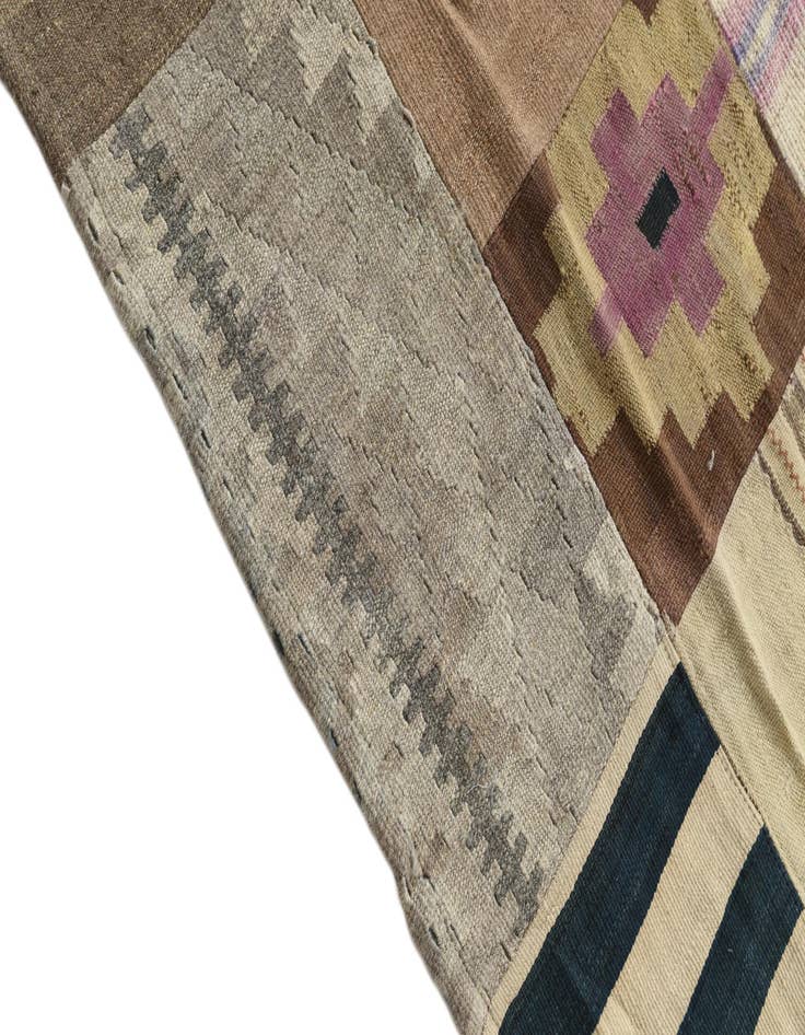 Detail image of 5' 2 x 7' 9  Hand Woven Kilim Patchwork Wool Rug