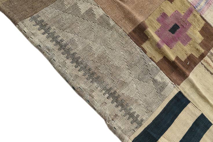 Detail image of 5' 2 x 7' 9 Hand Woven Kilim Patchwork Wool Rug