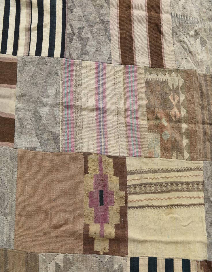 Detail image of 5' 2 x 7' 9  Hand Woven Kilim Patchwork Wool Rug