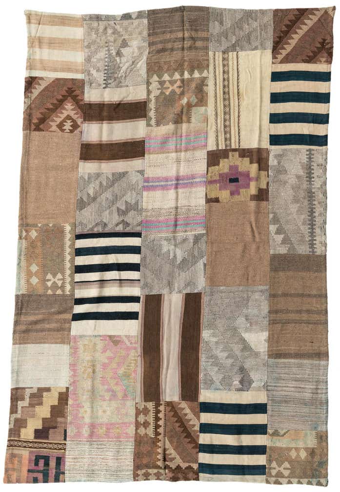 5' 2 x 7' 9 Hand Woven Kilim Patchwork Wool Rug