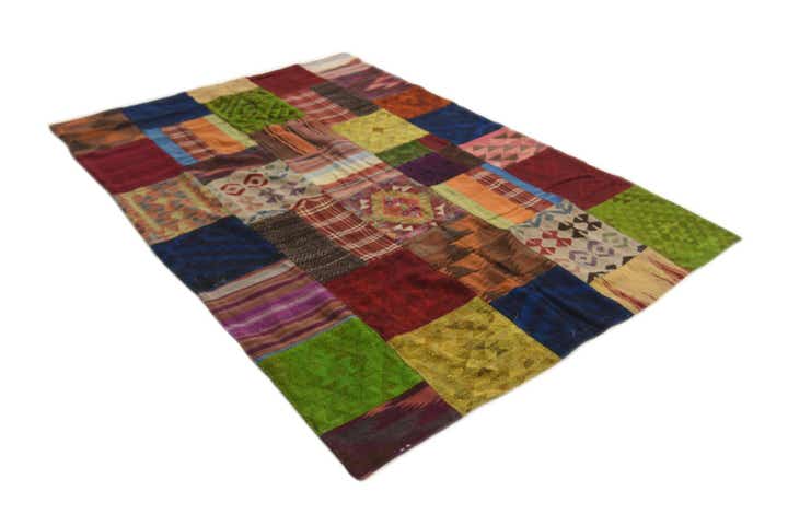 5' 8 x 8' 1 Hand Woven Kilim Patchwork Wool Rug