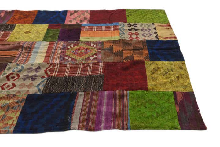 5' 8 x 8' 1 Hand Woven Kilim Patchwork Wool Rug