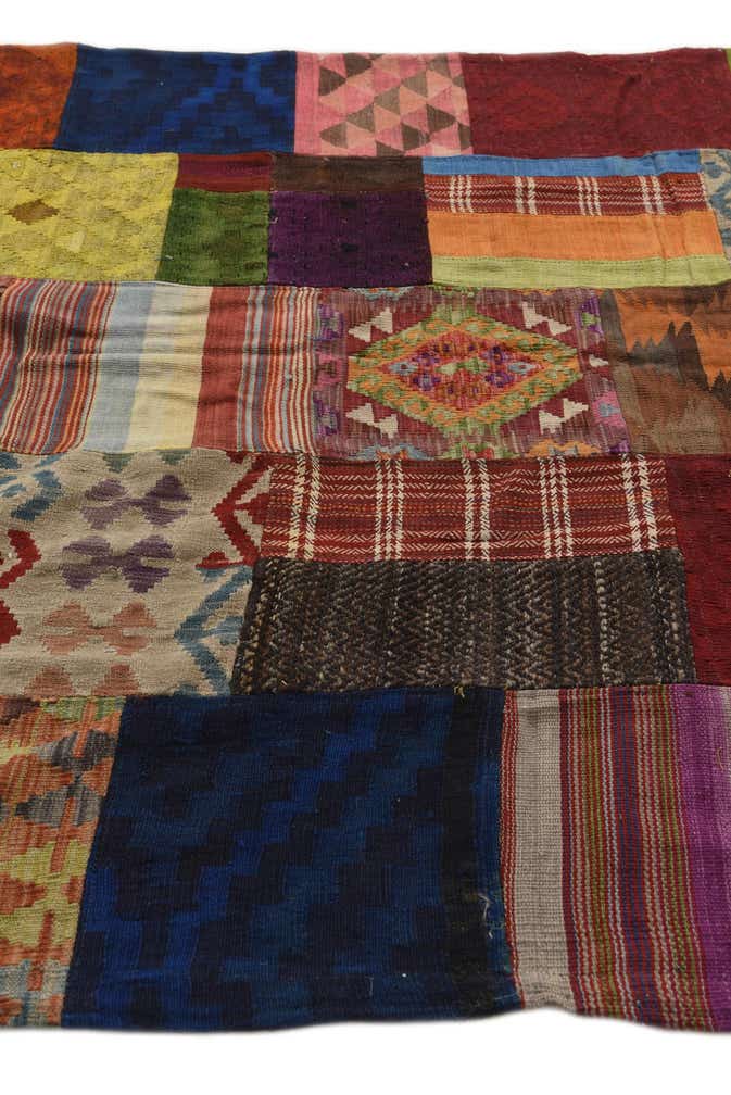 5' 8 x 8' 1 Hand Woven Kilim Patchwork Wool Rug