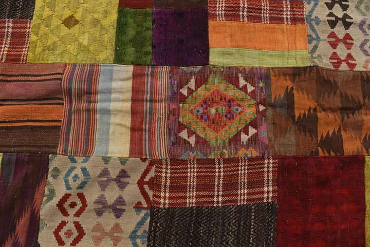 5' 8 x 8' 1 Hand Woven Kilim Patchwork Wool Rug
