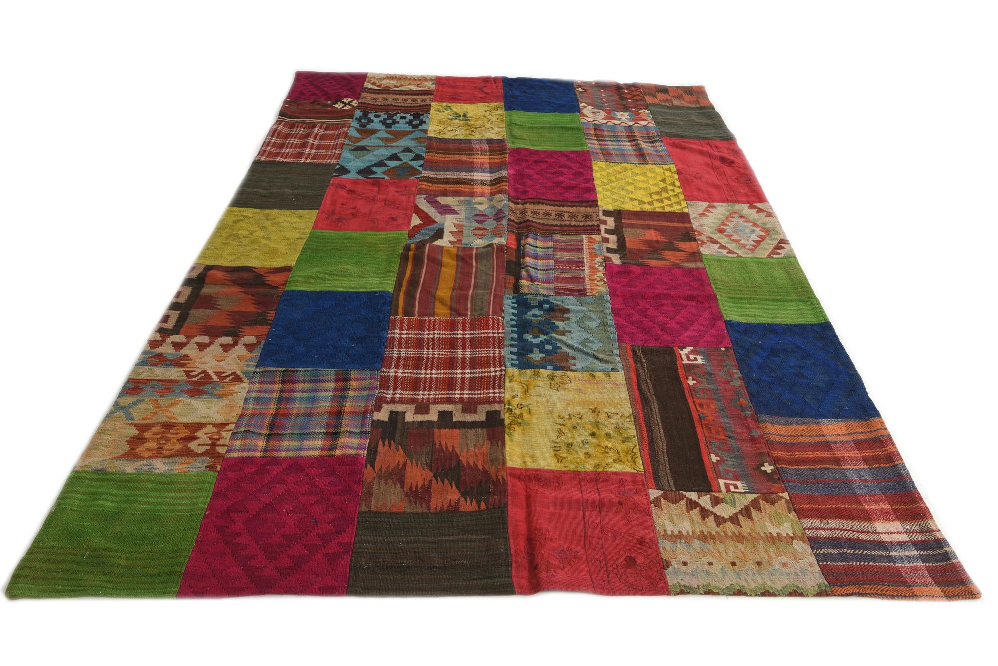 6' 7 x 9' 7 Hand Woven Kilim Patchwork Wool Rug
