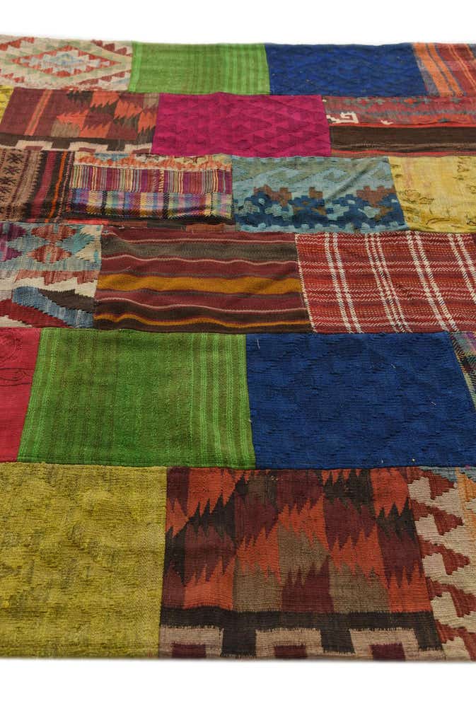 6' 7 x 9' 7 Hand Woven Kilim Patchwork Wool Rug