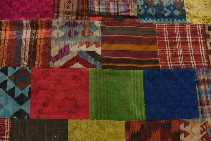 6' 7 x 9' 7 Hand Woven Kilim Patchwork Wool Rug