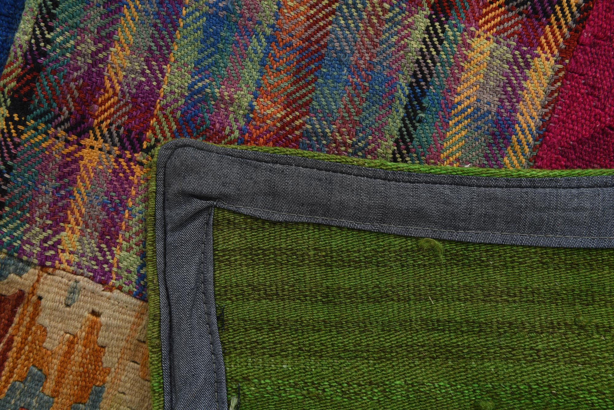 6' 7 x 9' 7 Hand Woven Kilim Patchwork Wool Rug