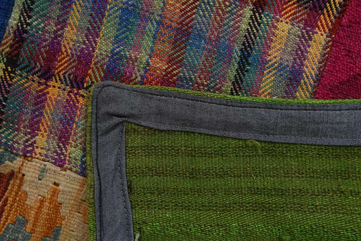 6' 7 x 9' 7 Hand Woven Kilim Patchwork Wool Rug