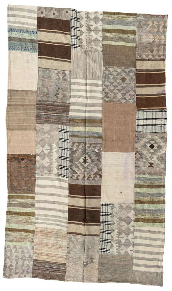 5' 4 x 9' 2 Hand Woven Kilim Patchwork Wool Rug