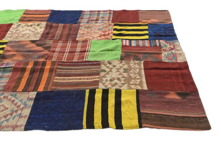 5' 6 x 7' 9 Hand Woven Kilim Patchwork Wool Rug