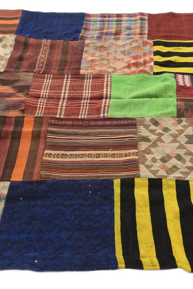 Detail image of 5' 6 x 7' 9 Hand Woven Kilim Patchwork Wool Rug