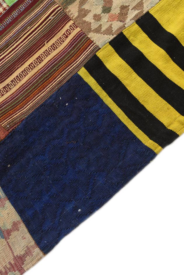 Detail image of 5' 6 x 7' 9 Hand Woven Kilim Patchwork Wool Rug