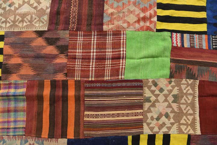 5' 6 x 7' 9 Hand Woven Kilim Patchwork Wool Rug