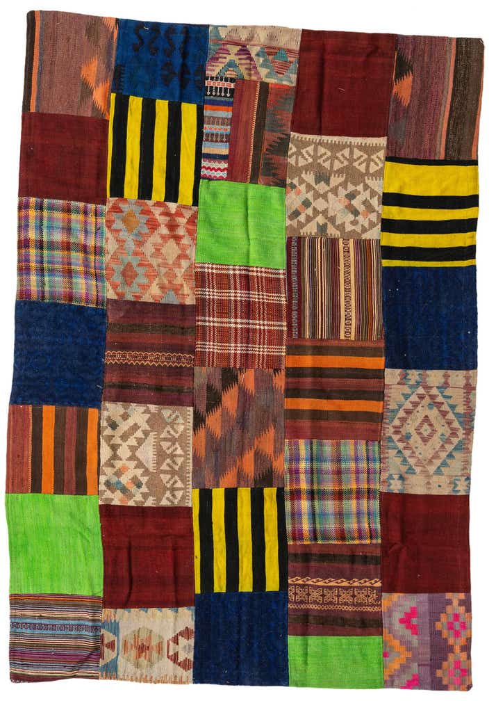 5' 6 x 7' 9 Hand Woven Kilim Patchwork Wool Rug