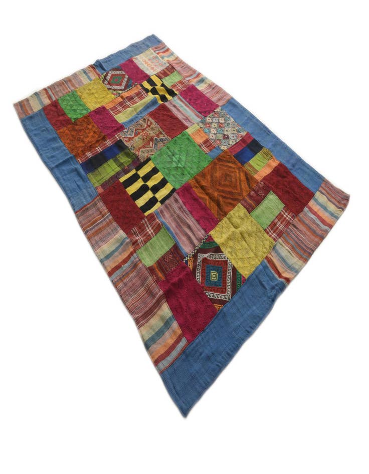 Detail image of 5' 7 x 8' 3  Hand Woven Kilim Patchwork Wool Rug