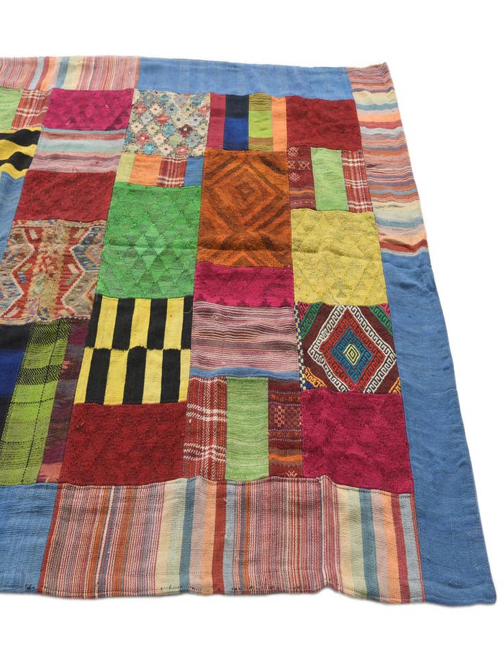 Detail image of 5' 7 x 8' 3  Hand Woven Kilim Patchwork Wool Rug