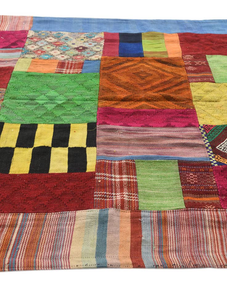 Detail image of 5' 7 x 8' 3  Hand Woven Kilim Patchwork Wool Rug