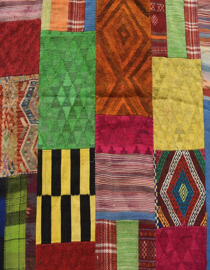 Detail image of 5' 7 x 8' 3  Hand Woven Kilim Patchwork Wool Rug