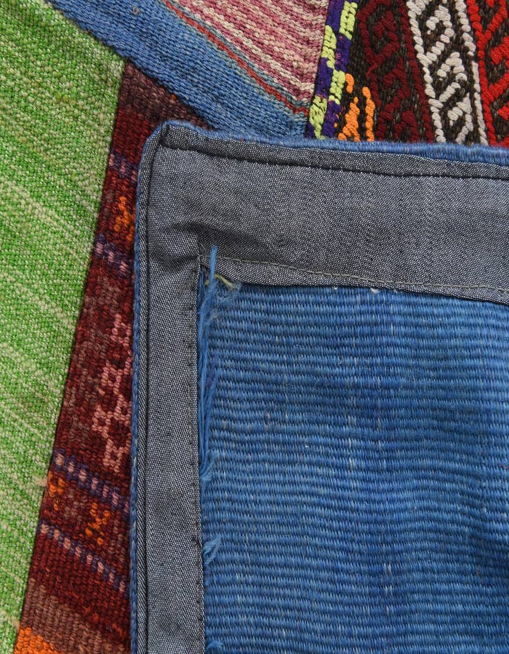 Detail image of 5' 7 x 8' 3  Hand Woven Kilim Patchwork Wool Rug