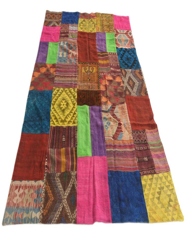 Detail image of 5' 5 x 8' 1  Hand Woven Kilim Patchwork Wool Rug