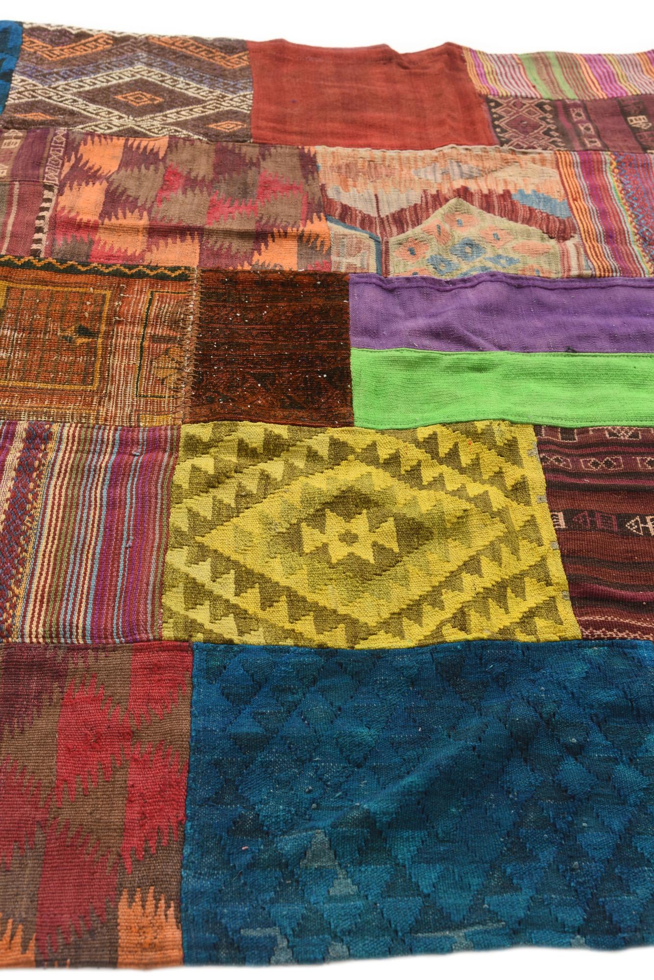5' 5 x 8' 1 Hand Woven Kilim Patchwork Wool Rug