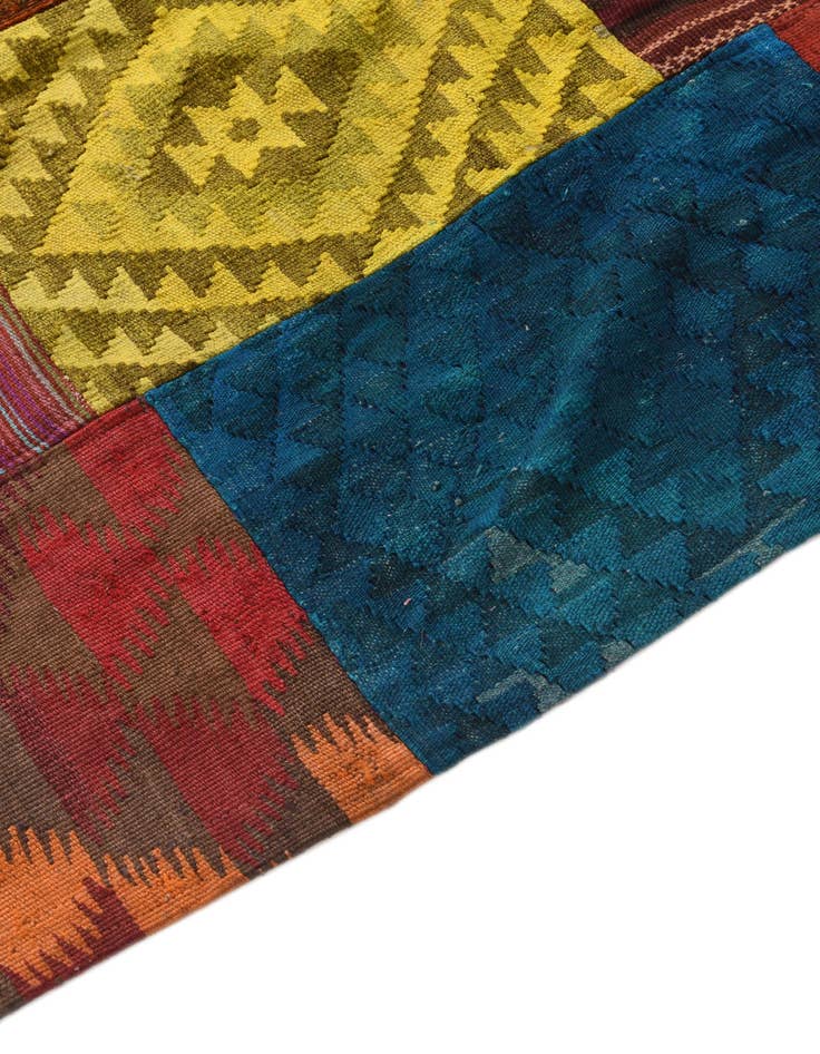 Detail image of 5' 5 x 8' 1  Hand Woven Kilim Patchwork Wool Rug