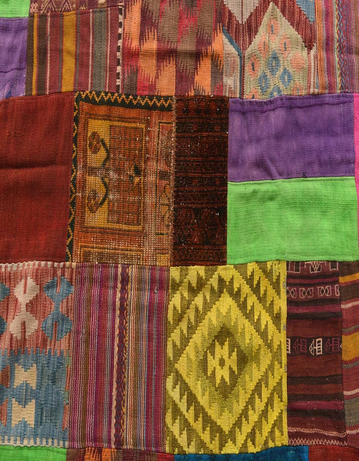 Detail image of 5' 5 x 8' 1  Hand Woven Kilim Patchwork Wool Rug