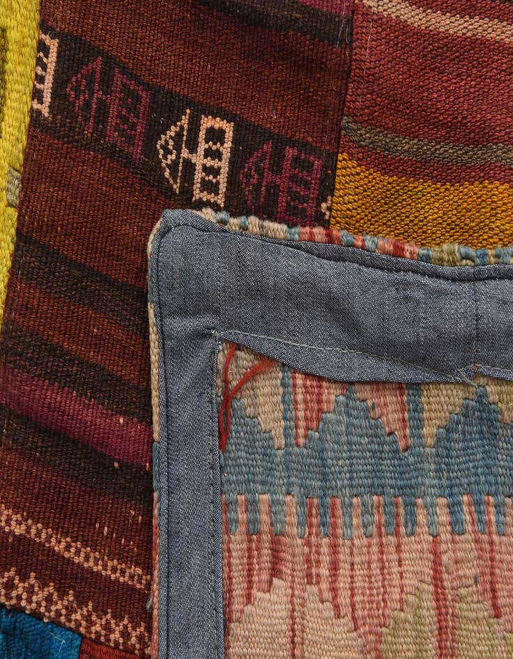 Detail image of 5' 5 x 8' 1  Hand Woven Kilim Patchwork Wool Rug