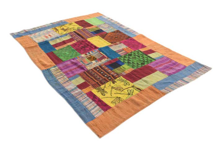 5' 6 x 8' Hand Woven Kilim Patchwork Wool Rug