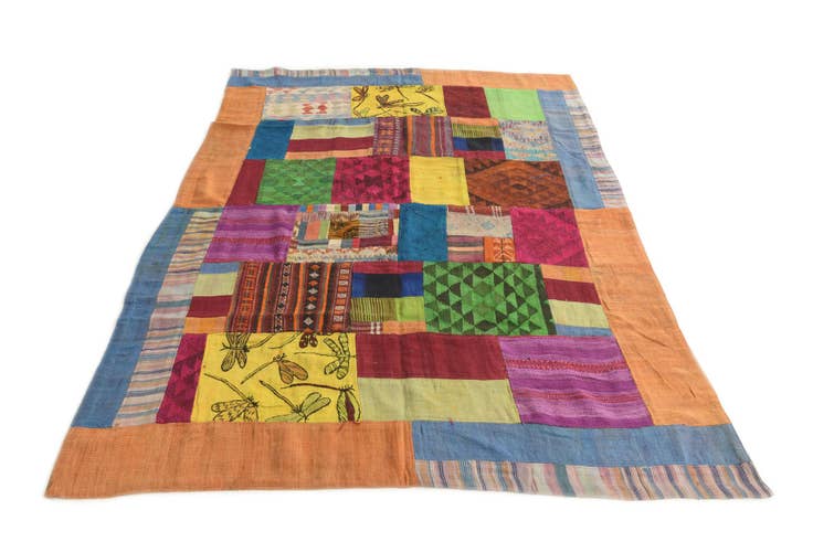 Detail image of 5' 6 x 8' Hand Woven Kilim Patchwork Wool Rug