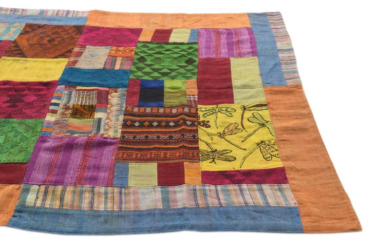Detail image of 5' 6 x 8' Hand Woven Kilim Patchwork Wool Rug