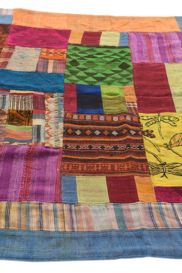 Detail image of 5' 6 x 8' Hand Woven Kilim Patchwork Wool Rug