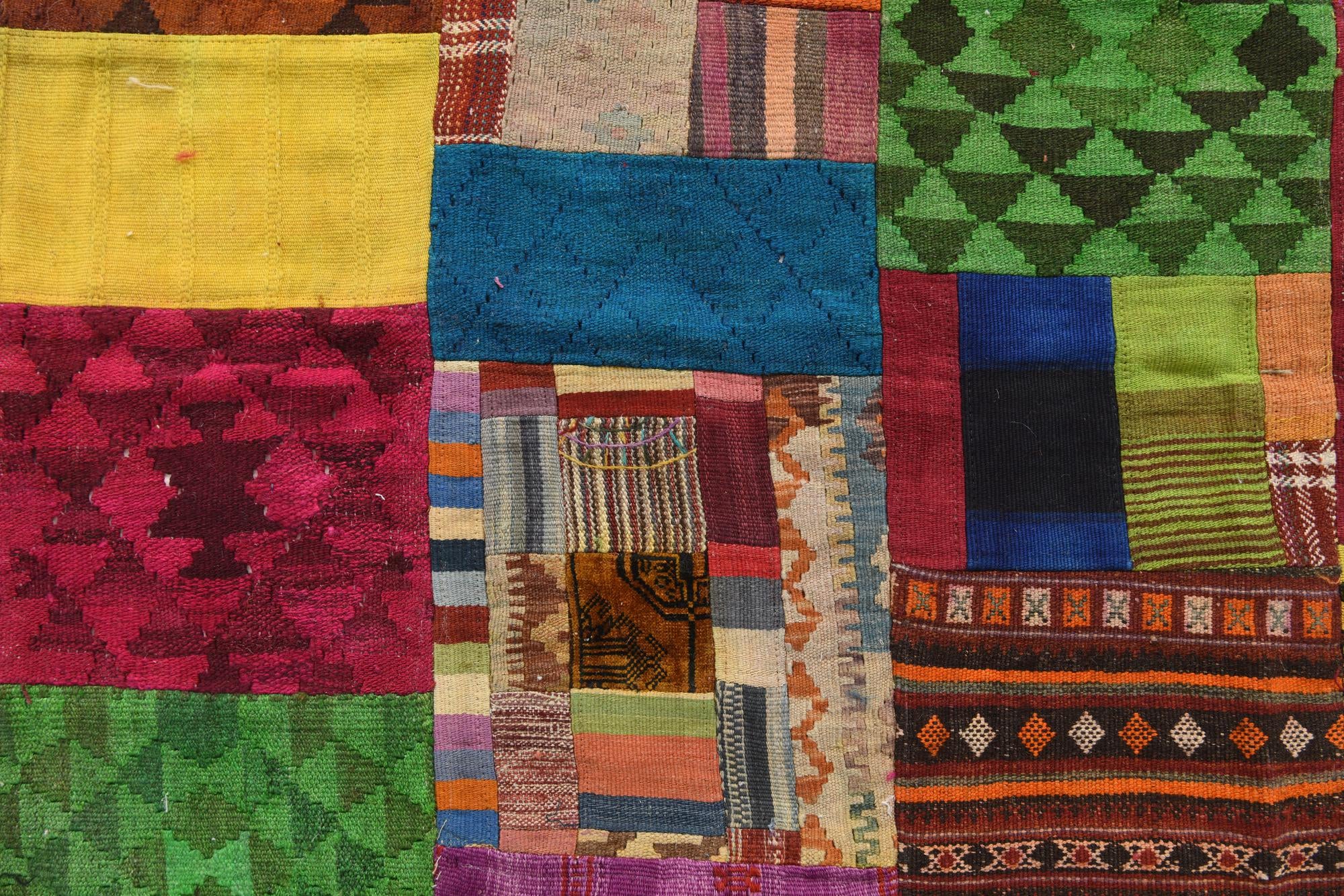 5' 6 x 8' Hand Woven Kilim Patchwork Wool Rug