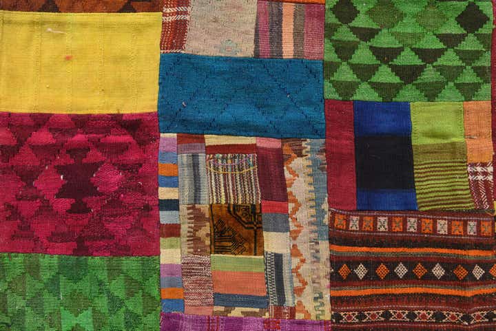 5' 6 x 8' Hand Woven Kilim Patchwork Wool Rug