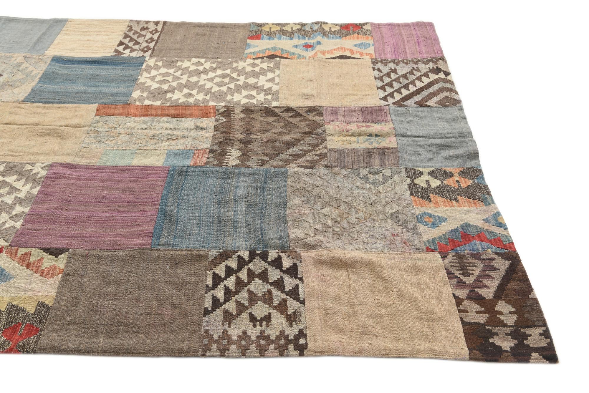 6' x 8' Hand Woven Kilim Patchwork Wool Rug