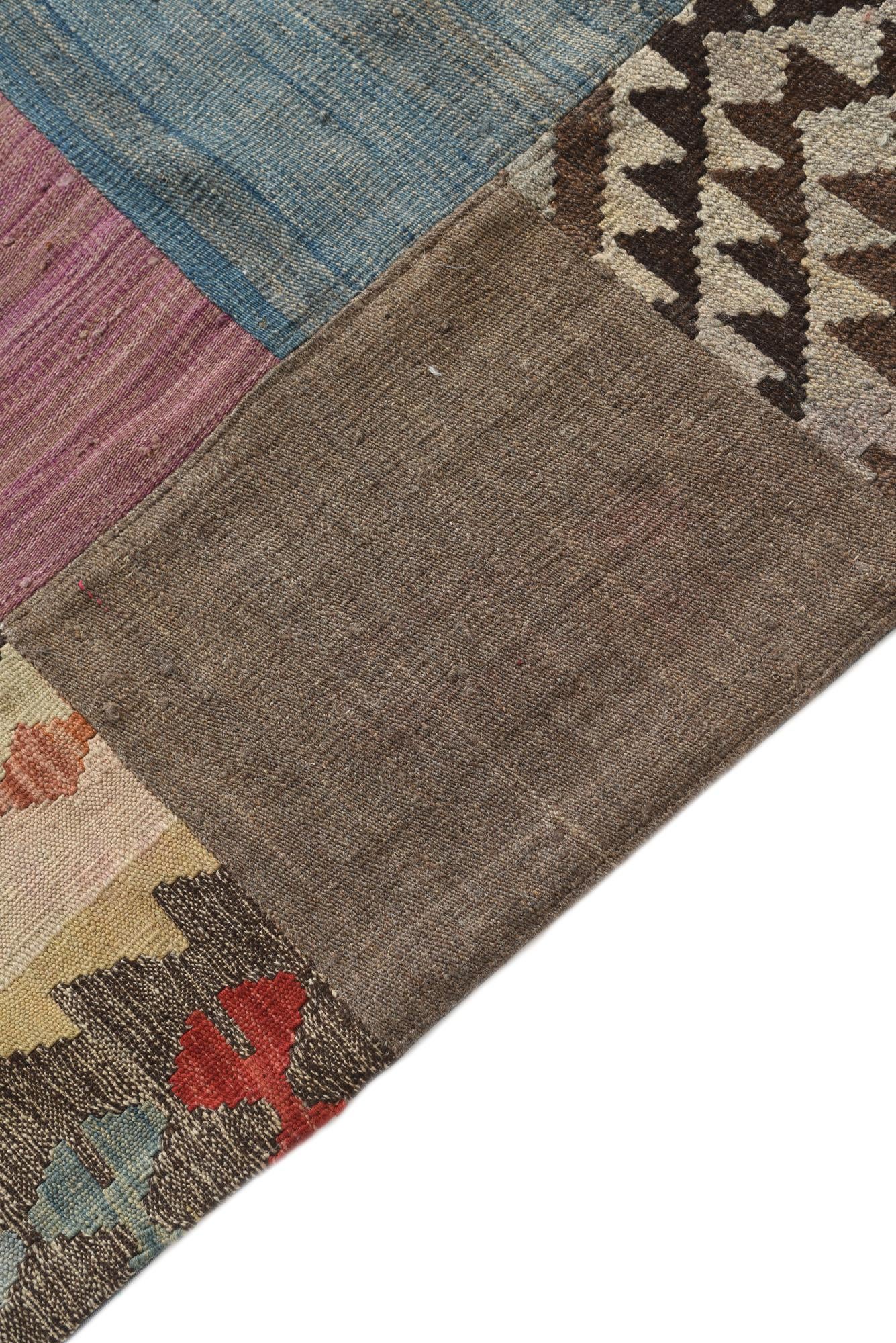 6' x 8' Hand Woven Kilim Patchwork Wool Rug